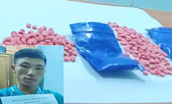 Đối tượng Hạng A Lâu và tang vật vụ. Đối tượng Hạng A Lâu và tang vật vụ.
