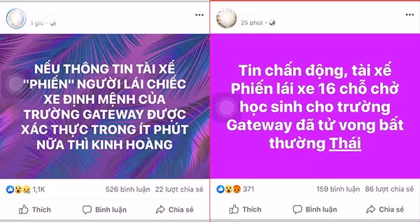 Thông tin thất thiệt được một số tài khoản facebook đăng tải gây hoang mang dư luận.