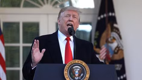 Tổng thống Donald Trump phát biểu tại vườn hồng.