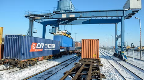 Một ga đường sắt trung chuyển trong chuỗi dự án Vành đai và Con đường của Trung Quốc tại Kazakhstan.