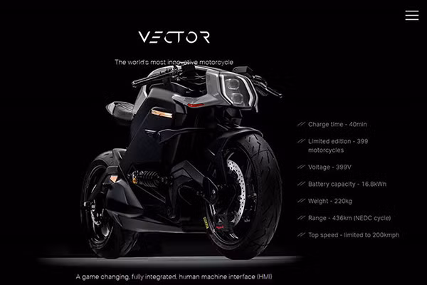 Giá của chiếc siêu môtô điện Arc Vector ngang ngửa giá của một chiếc siêu xe Porsche Panamera.