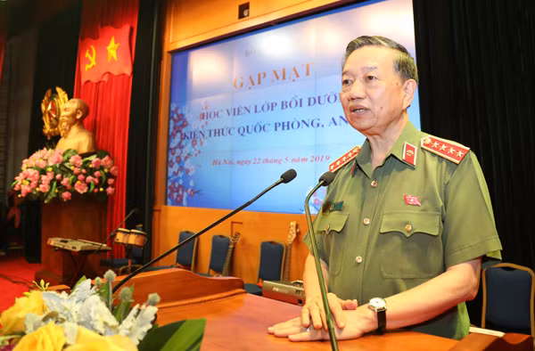 Bộ trưởng Tô Lâm phát biểu tại buổi gặp mặt. Bộ trưởng Tô Lâm phát biểu tại buổi gặp mặt.