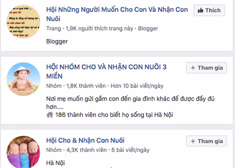 Những đối tượng buôn bán trẻ sơ sinh thường vào các hội nhóm cho - nhận con nuôi để “hành nghề”.