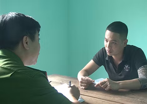 Cơ quan Công an lấy lời khai đối tượng Nguyễn Đắc Hải Anh.