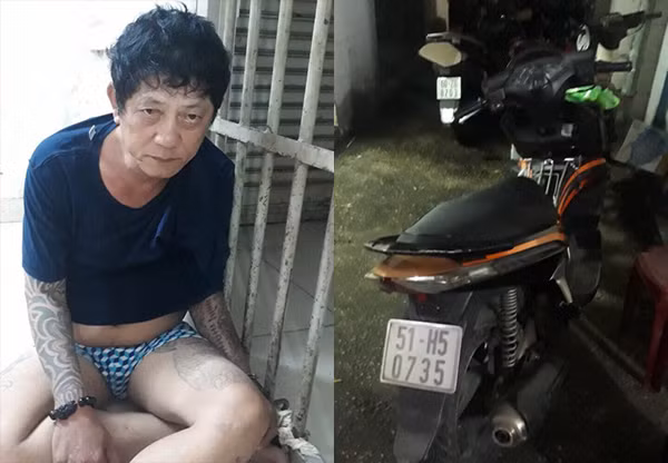 Đối tượng Hoàng và phương tiện dùng để đi cướp giật.