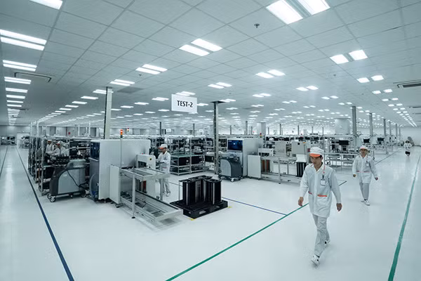 Nhà máy sắp tới của VinSmart sẽ có công suất 125 triệu sản phẩm/năm. Nhà máy được thiết kế tuân thủ nghiêm ngặt các tiêu chuẩn quốc tế dành cho các nhà máy sản xuất thiết bị điện tử, viễn thông như IPC-A-610, TL 9000. Nhà máy sắp tới của VinSmart sẽ có công suất 125 triệu sản phẩm/năm. Nhà máy được thiết kế tuân thủ nghiêm ngặt các tiêu chuẩn quốc tế dành cho các nhà máy sản xuất thiết bị điện tử, viễn thông như IPC-A-610, TL 9000.