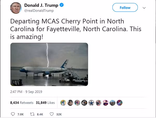 Tổng thống Mỹ Donald Trump viết trên Twitter.