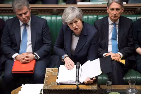 Thủ tướng Anh Theresa May tại Nghị viện trong cuộc tranh luận về Brexit, ngày 13-3.