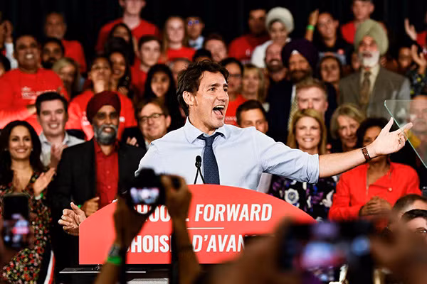 Thủ tướng Canada Justin Trudeau trong buổi phát động tranh cử ngày 11-9. Ảnh Reuters.
