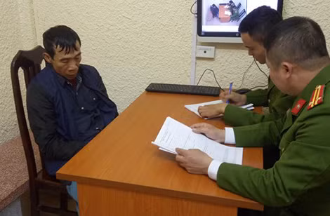 Cơ quan Công an lấy lời khai đối tượng Nguyễn Quang Thành.