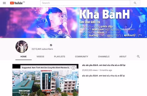 Trang youtube của khá “bảnh” trước khi bị khóa đã thu hút đến 20 triệu người đăng ký.