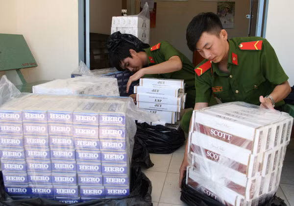 Thuốc lá lậu bị lực lượng chức năng tỉnh An Giang phát hiện, bắt giữ.