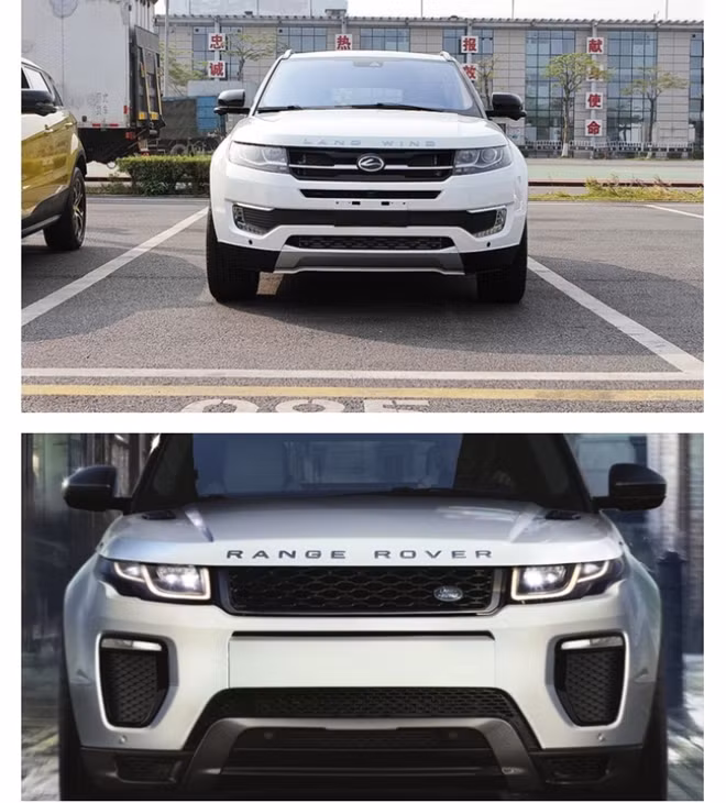 Bản nhái Landwind X7 (trên) và Range Rover Evoque.