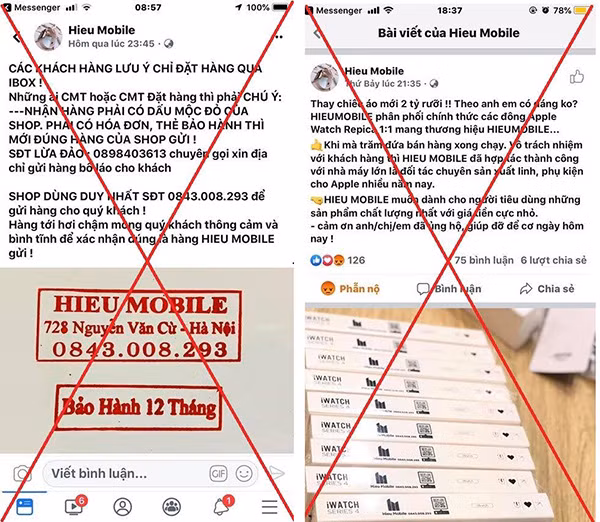 Fanpage bán hàng online có dấu hiệu lừa đảo.