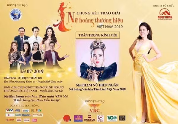 Tấm thiệp mời chung kết và trao giải “Nữ hoàng thương hiệu Việt Nam 2019” và danh hiệu Nữ hoàng văn hóa tâm linh – tâm điểm chỉ trích của cộng đồng hiện nay.
