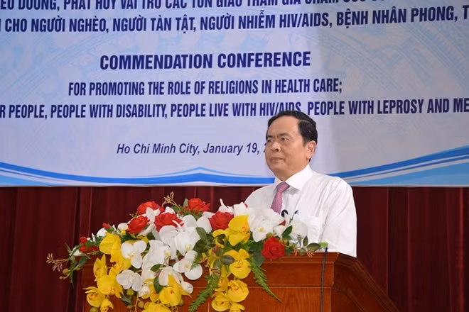 Chủ tịch Ủy ban MTTQ Việt Nam Trần Thanh Mẫn phát biểu tại hội nghị.