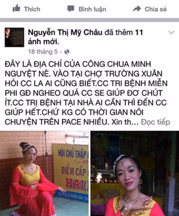 Trên trang cá nhân Facebook, Nguyễn Thị Mỹ Châu chỉ đường cho người bệnh đến “chánh điện” của mình.