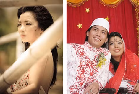 Phương Anh cùng chồng.