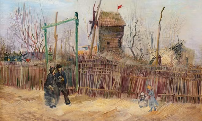 Bức hoạ "Scène de rue à Montmartre" của Van Gogh. Ảnh: WestImage - Art Digital Studio/Sotheby’s.