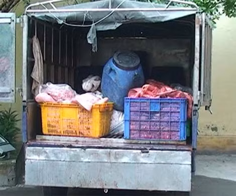 Xe tải vận chuyển nội tạng động vật không có giấy chứng nhận kiểm dịch. Xe tải vận chuyển nội tạng động vật không có giấy chứng nhận kiểm dịch.