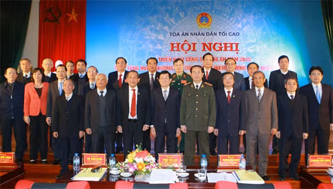 Chủ tịch nước Trương Tấn Sang, Bộ trưởng Bộ Công an Trần Đại Quang và các đại biểu.