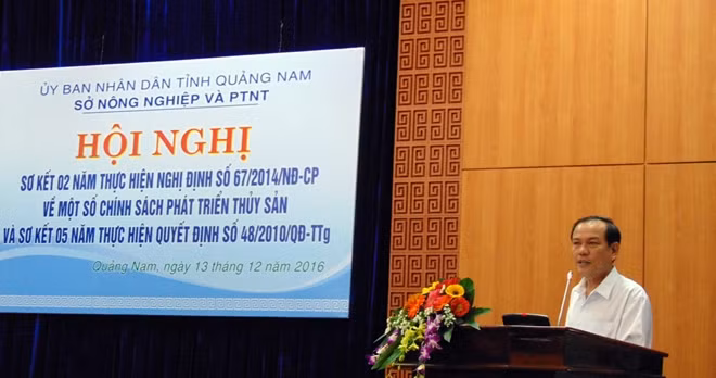 Ông Ngô Tấn, Phó Giám đốc Sở NN&PTNN tỉnh Quảng Nam, phát biểu tại hội nghị.