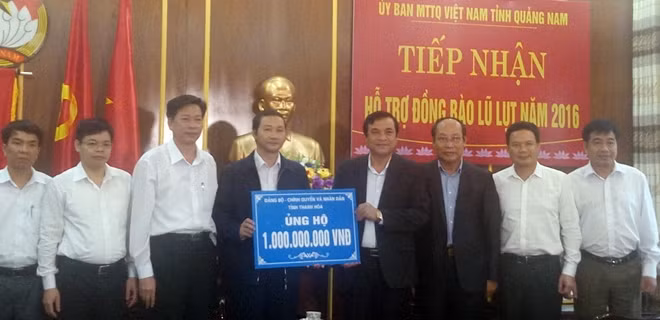 Thanh Hóa hỗ trợ địa phương kết nghĩa Quảng Nam 1 tỷ đồng nhằm sớm khắc phục hậu quả mưa lũ.