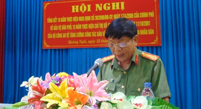 Đại tá Huỳnh Ngọc Phương đánh giá cao những kết quả mà lực lượng BVDP và phong trào dân vận khéo của Công an tỉnh Quảng Ngãi đạt được thời gian qua.