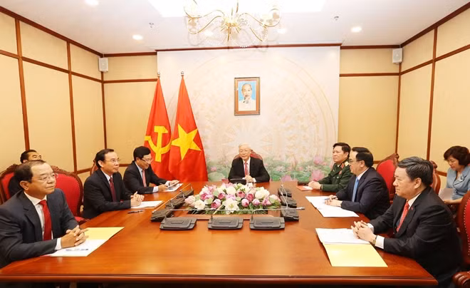 Tổng Bí thư, Chủ tịch nước Nguyễn Phú Trọng và Tổng thống Nga Putin đánh giá cao quan hệ đối tác chiến lược toàn diện Việt Nam - Nga. Nguồn: Lê Trí Dũng-TTXVN.