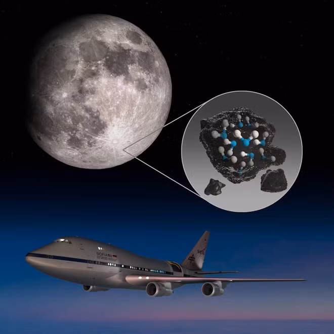 SOFIA phát hiệu nước trên bề mặt của Mặt Trăng. Ảnh: NASA/Daniel Rutter.