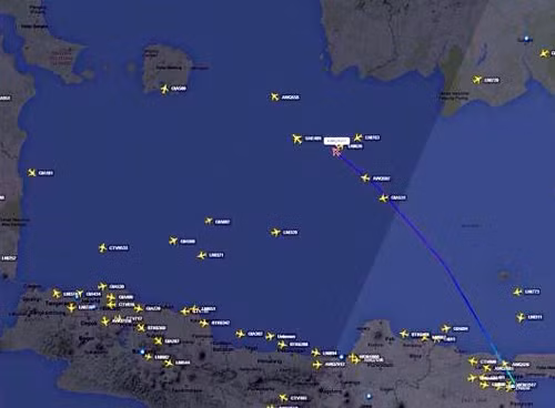Vị trí cuối cùng của QZ 8501 trên màn hình radar. (Ảnh: Flightradar24.com).