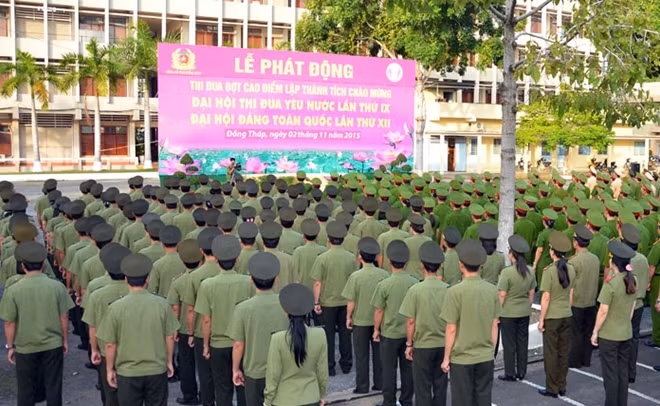 Công an tỉnh Đồng Tháp tổ chức lễ phát động đợt thi đua.