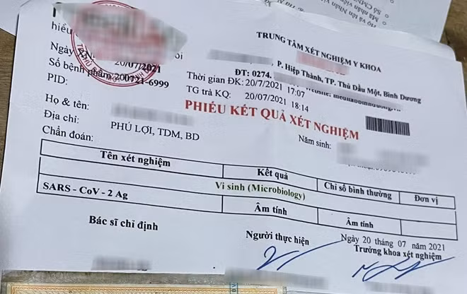 Giấy xét nghiệm giả bị phát hiện.