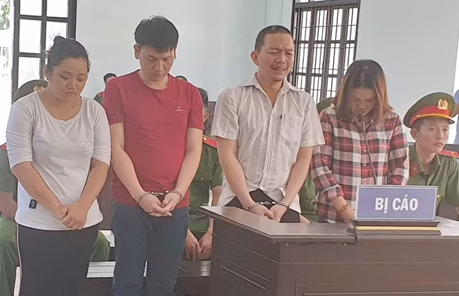 4 bị cáo tại phiên toà sơ thẩm của TAND tỉnh Ninh Thuận. Ảnh : CTV