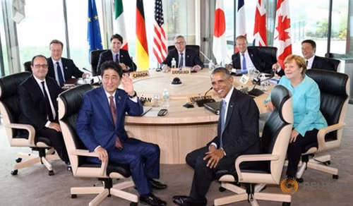 Các nguyên thủ tham dự Hội nghị G7. Ảnh: Reuters