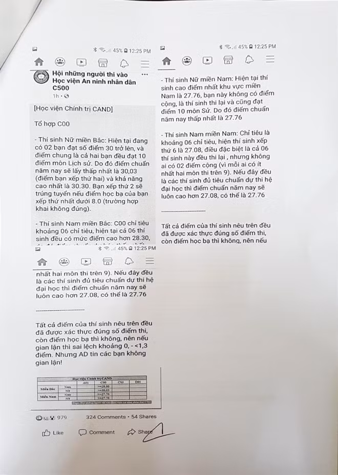 Đây là những thông tin chưa được kiểm chứng, thiếu cơ sở khoa học đã được trang facebook nói trên đưa ra, gây hoang mang cho thí sinh.