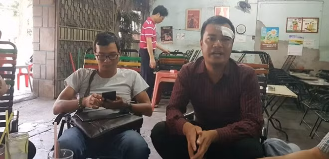 Ông Thiện bức xúc khi trao đổi với phóng viên