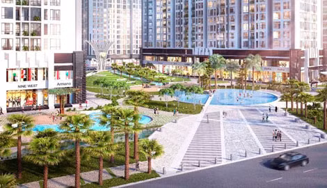 Hệ thống shophouse tọa lạc tại mặt đường chính Park 7 & Park 8.