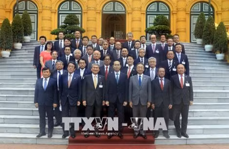 Chủ tịch nước Trần Đại Quang và đoàn đại biểu Uỷ ban Kinh tế Nhật - Việt thuộc Keidanren.
