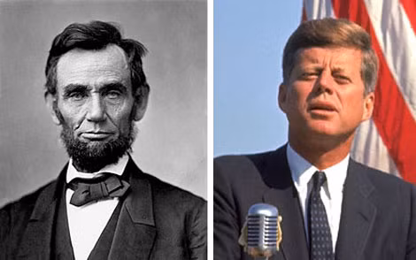 Tổng thống Mỹ thứ 16 A. Lincoln (ảnh trái) và Tổng thống Mỹ thứ 35 J. Kennedy.
