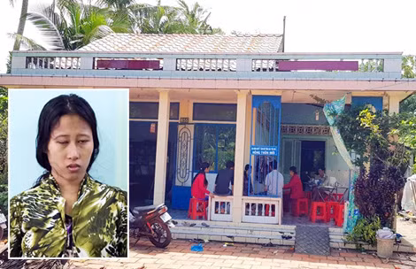 Nguyễn Thị Thảo và căn nhà xảy ra vụ án.