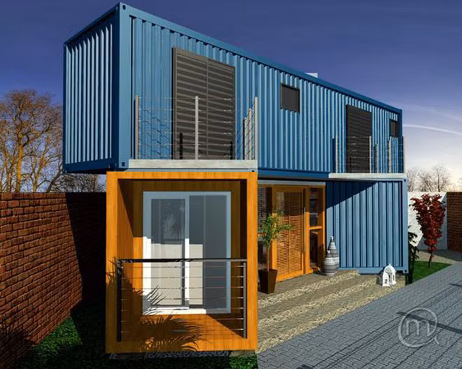 Mẫu nhà container kê và nối. Mẫu nhà container kê và nối.