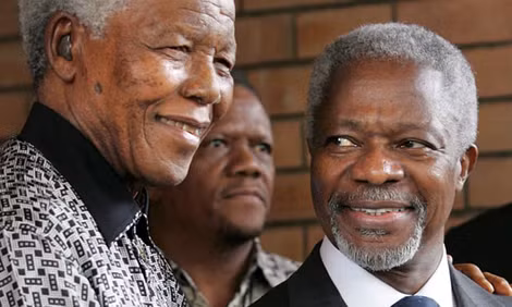 Ông Kofi Annan với Tổng thống Nam Phi Nelson Mandela.