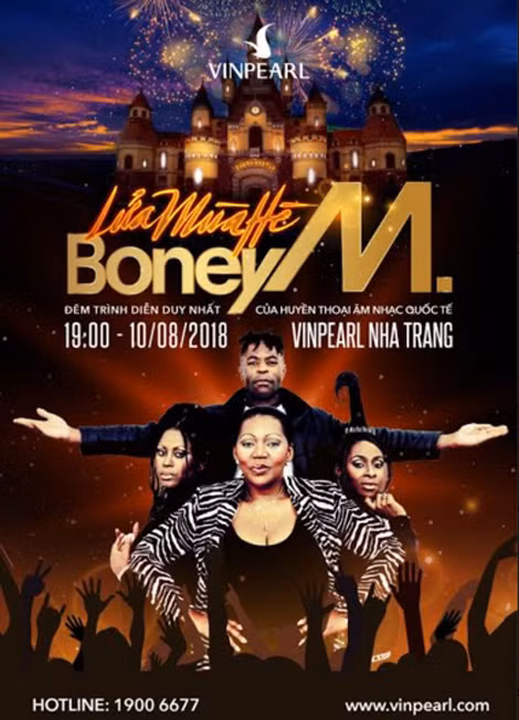 Boney M sẽ có mặt tại Việt Nam trong liveshow duy nhất vào đêm 10- 8 ở Vinpearl Nha Trang.