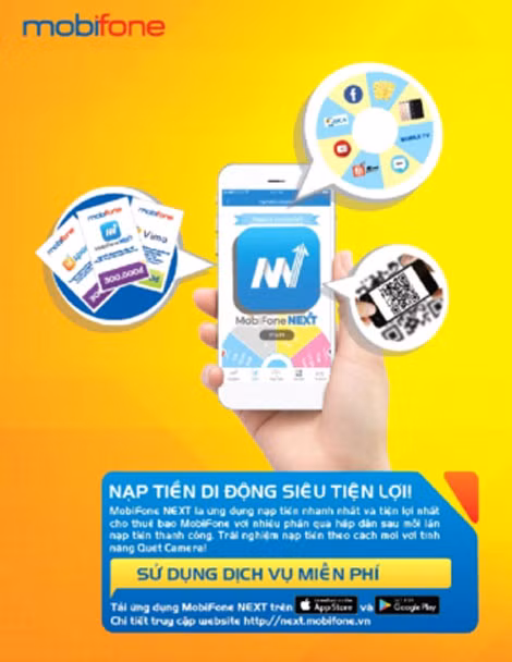 Khách hàng có thể lựa chọn cách nạp thẻ qua ứng dụng MobiFone NEXT để nhận mã tham gia chương trình “Nạp càng nhiều. trúng càng lớn” (Ảnh: MobiFone)