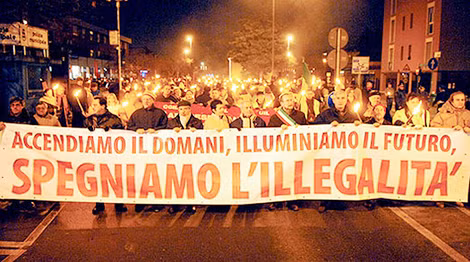 Tuần hành phản kháng mafia trên đường phố thủ đô Roma.
