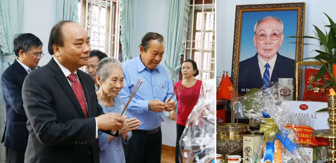 Thủ tướng Nguyễn Xuân Phúc dâng hương đồng chí Võ Chí Công, nguyên Ủy viên Bộ Chính trị, nguyên Chủ tịch Hội đồng Nhà nước CHXHCN Việt Nam, nguyên Phó Chủ tịch Hội đồng Bộ trưởng, nguyên Cố vấn Ban chấp hành Trung ương Đảng Cộng sản Việt Nam. Ảnh: TTXVN. Thủ tướng Nguyễn Xuân Phúc dâng hương đồng chí Võ Chí Công, nguyên Ủy viên Bộ Chính trị, nguyên Chủ tịch Hội đồng Nhà nước CHXHCN Việt Nam, nguyên Phó Chủ tịch Hội đồng Bộ trưởng, nguyên Cố vấn Ban chấp hành Trung ương Đảng Cộng sản Việt Nam. Ảnh: TTXVN.