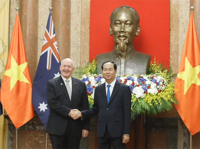 Chủ tịch nước Trần Đại Quang và Toàn quyền Australia Peter Cosgrove tại cuộc hội đàm. Ảnh: VGP/Nhật. Chủ tịch nước Trần Đại Quang và Toàn quyền Australia Peter Cosgrove tại cuộc hội đàm. Ảnh: VGP/Nhật.