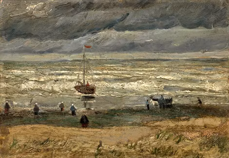 Bức tranh “Bãi biển Scheveningen trong mưa bão”, năm 1882. Bức tranh “Bãi biển Scheveningen trong mưa bão”, năm 1882.