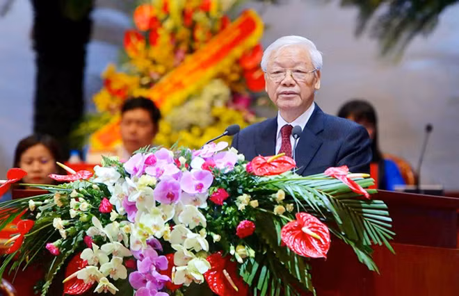 Tổng Bí thư Nguyễn Phú Trọng phát biểu chỉ đạo tại đại hội.